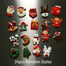 10 piezas/15 piezas Imanes de refrigerador de Navidad de resina mixta, diseños de árbol de Navidad y Papá Noel, adecuado para Navidad, a partir de 14 años