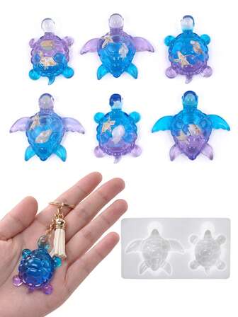 2-In-1 Turtle Shape Resin Molds, 3D Animal Silicone Molds For Epoxy Resin, Turtle Marine Art Silicone Resin Molds For Craft, For Ornaments Keychain Necklace Crafts Making Accessories, Ocean Theme Night Lights, Home Decor