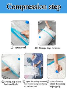 8-Piece Set/1 Vacuum Compression Bag, Travel Storage Bag, Clothing Storage Bag, Household Luggage Bag, Reusable Vacuum Compression Bag That Saves 80% Space, Suitable For Coats, Shirts, Quilts, Pants, Home, Dormitory, Wall Cabinets, Wardrobes, Bedrooms, Bathrooms, Travel Accessories, Home Storage, Back To School Season - Multicolor - View 9