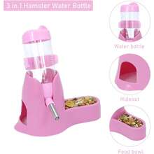 3 In 1 Hamster Hanging Water Bottle 80ml Pet Auto Dispenser With Base For Dwarf Hamster Mouse Rat Hedgehog - Màu vàng - Xem 4