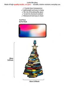 1件/2件装圣诞书树阳光捕捉器装饰品，亚克力材质，亚克力圣诞树装饰品，书籍堆叠设计，节日桌面装饰，书籍礼物，爱书人礼物，书籍装饰品，书籍礼物，爱书人礼物，图书馆员礼物，独特的爱书人礼物，节日圣诞家居装饰，适用于客厅、书架、办公室、图书馆，圣诞装饰，房间装饰，冬季圣诞装饰，家居圣诞礼物，圣诞装饰 - 彩色 - 查看 6