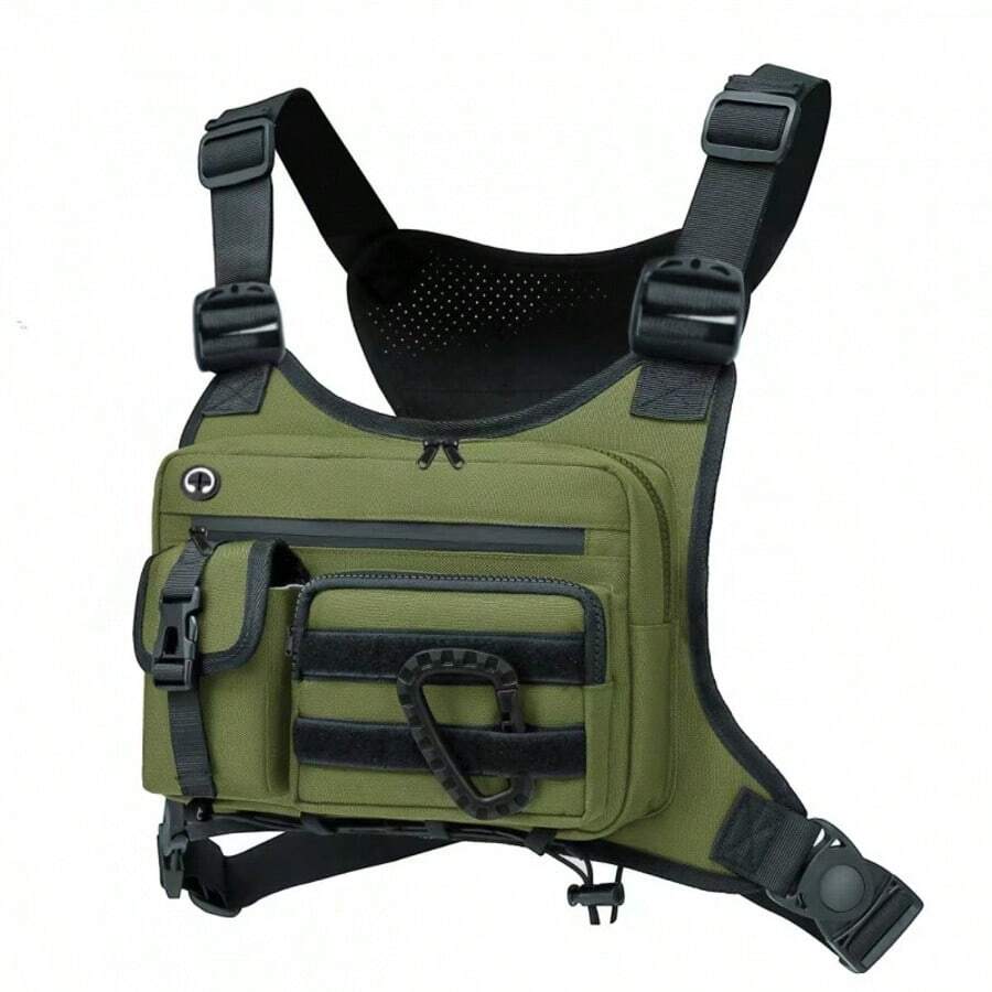 Tactical Sports Chest Bag Pouch Large Capacity Multifunctional Vest Backpack Adjustable Strap Chest Pack Rig For Outdoor Running - Green - View 1