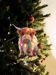 10 Pieces/Set-2025 Christmas Decorations - Double - Sided Highland Cow Acrylic Ornament, Hanging Christmas Tree Decor & Holiday Home Gift - Multicolor - View 3