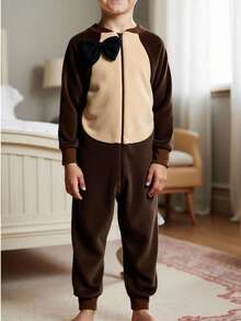 Pijama mameluco kigurumi disfraz infantil con diseño de personajes, animales y dibujos animados capucha bordada niños niñas tela franel oso