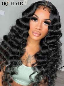 OQ 180% Density Deep Wave Curly 7x5 Inch Full Human Hair Frontal Wig 16-30 Inch Bleached Knots Transparent Lace Easy To Wear Voluminous Pre-Cut Pre-Trimmed Hairline Natural Human Hair Color - SNatural - View 2