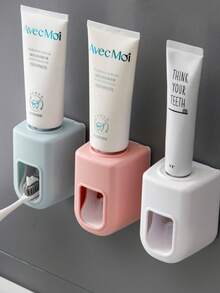 1pc Automatic Toothpaste Dispenser & Toothbrush Holder, Wall-Mounted Toothpaste Squeezer, Bathroom & Kitchen Tool