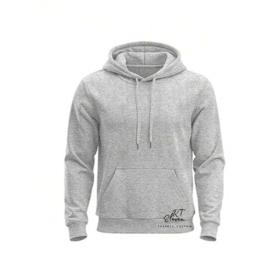 Unisex Plain Kangaroo Hooded Sweatshirt Blouse For Men And Women Flannel Cold Weather Blouse Promotion - 灰色帶帽 - 查看 1