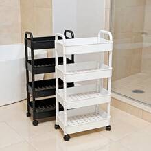 5 层/4 层/3 层 2 层轻质 PP 材质储物车,带 360° 旋转轮和滑动搁板 - 白色/黑色重型滚动储物架,适用于浴室、卧室、厨房、梳妆台 - 多功能搁架单元,易于使用(部分配件颜色随机) - 彩色 - 查看 8