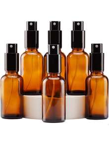 琥珀色玻璃精油喷雾瓶，防漏细雾香水喷雾器，带金属盖，便携迷你空瓶，旅行装，适用于DIY香薰护肤，TSA认证旅行必备洗漱用品瓶，男女通用，适合航空旅行、商务出行和度假。 - 彩色 - 查看 1