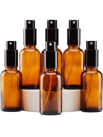 Amber Glass Essential Oil Spray Bottle, Leakproof Fine Mist Perfume Atomizer With Metal Cap, Portable Mini Empty Travel Size Container For DIY Aromatherapy Skincare, TSA Approved Travel Essentials Toiletries Bottle For Women Men Air Travel Business Vacation