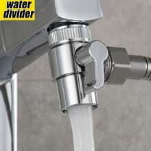 1pc Faucet 1-To-2 G1/2 Adapter, Sink/Washing Machine Water Inlet Hose Splitter, Universal Shower Head Diverter - Silver - View 1