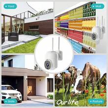 户外监控 Wifi 安全 Ptz 自动跟踪音频 Cctv 监控 360 Ip 摄像机 2.4Ghz Pir 运动检测、Ip65、双向语音对讲、360 度全景监控、日夜全彩、内置应用热点、无网络正常视频录制内置麦克风和扬声器、入侵警报、隐私保护、监控 - 彩色 - 查看 10