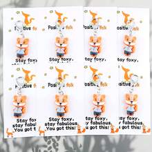 8pcs Cute Resin Fox Keychain Set With Motivational Greeting Card, Ideal For Bag Decoration, Lucky Gift For Fox Lovers, Birthday, Party, Thank You Gift - Multicolor - View 7