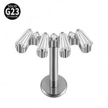 1 件钛心形氧化锆唇环内螺纹 CZ 花形唇钉耳屏耳软骨扁平穿孔鼻环饰品 - 鈦原色 - 查看 14