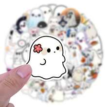 60 片可爱贴纸万圣节贴纸鬼贴纸万圣节装饰万圣节礼物万圣节玩具万圣节派对装饰乙烯基防水贴纸用于日记电脑剪贴簿行李水瓶手机 - 多色A - 查看 7