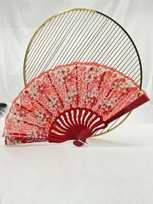 D EXCEED 1Pc Lace Large Folding Hand Fan For Women For Wedding Reception Dance Performance Church Service Party Event Evening - Multicolor - View 20