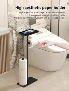 1pc Standalone Toilet Paper Holder With Storage Tray - Stylish Multi-Roll Paper Storage Rack, Suitable For Bathroom And Kitchen, Space-Saving Design, Bathroom Storage, Bathroom Accessories