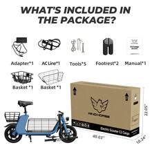 WIND HORSE 12.5'' Electric Scooter With Seat & Pet Basket, Electric Scooter Adults 15.5MPH & 20 Miles Range, 450W Motor, Dual Disc Brakes & Bright Headlight, 36V 8.0Ah Battery Foldable E-Scooter With Dual Baskets For Pets & Cargo, 265LBS Load