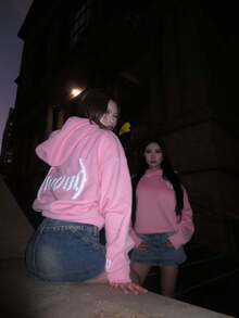 European And American Hooded Foam Printed Sweatshirts On The Streets. New Hooded Pullover Sweatshirts Are Available For Both Men And Women In Autumn And Winter - 粉色 - 查看 3