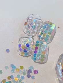 1 Box New Plastic Thick Sequins Nail Art Decorations, Colorful Round Nail Charms, Nail Accessories, Y2K Nail Parts, DIY Nail Decorations, Nail Components, Nail Stuff - Multicolor - View 3