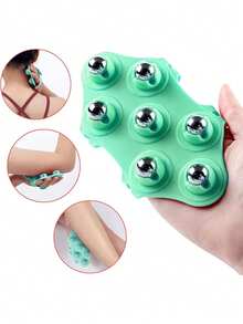 Masajeador portátil de bolas de rodillo, masajeador de rodillo manual giratorio de 360 ​​grados, masajeador de cuentas magnéticas portátil de mano, adecuado para músculos, cuello, piernas, frotando el vientre y las piernas para relajar las piernas, cepillo meridiano moldeador de cintura delgada con siete bolas de dragón magnético - Verde - Ver 1