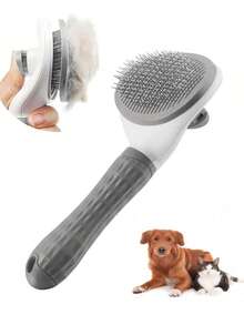 1 Pieza Peine de masaje y limpieza de pelo de perro y gato, peinado rápido, eliminación automática de cabello con un solo clic, peine de masaje para mascotas, limpieza de pelo cómoda, gatos y perros aman ser peinados y limpiados, alivia el estrés y mejora la salud del pelaje