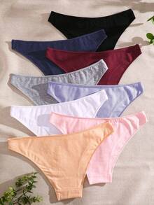 8pcs/Pack Basic Pure Cotton Women's Panties, Soft Solid Color, Suitable For All Seasons And Sports - Multicolor - View 7