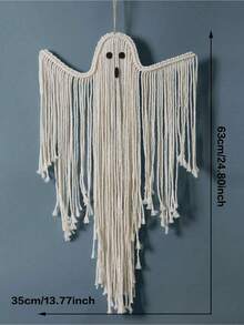 1pc/2pcs Boho Halloween Ghost Wall Hanging Decor, Macrame Fringe Spooky Ghost Ornaments, Bohemian Wall Art For Home, Living Room, Fireplace, Party, Haunted House Decoration Home Decor Halloween Decor Room Decor