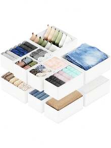 3pcs Foldable Fabric Storage Box, Simple Style, Foldable Fabric Storage Box, Wardrobe, Dressing Table, Drawer Partition Storage Basket, Underwear And Bra Decoration, Autumn Decoration, Festival Decoration, Room Decoration, Home Decoration, Bedroom Decoration