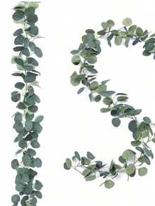1pc Artificial Eucalyptus Garland Room Decor Fake Silk Leaf Flowers Silver Dollar Eucalyptus Leaves Vine Handmade Rattan Greenery Wreath Wedding Graduation Party Backdrop Indoor Outdoor Arch Wall Hanging Plant Wall Door, Fireplace, Windows, And Dinner Party, House