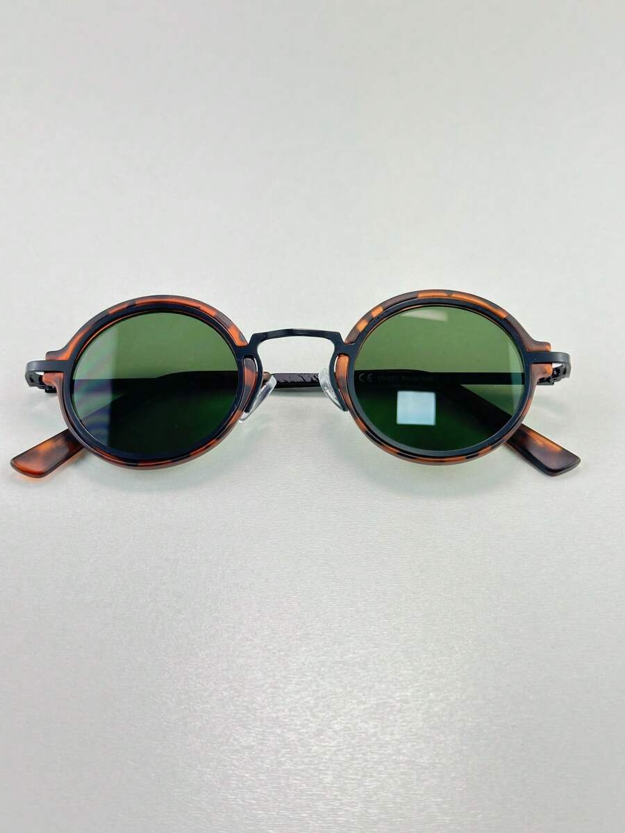 [Betsy]Unisex Vintage Metal Round Sunglasses – Retro Style, Lightweight Comfort & Iconic Look - Tartaruga Verde - Xem 1