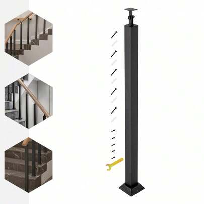 WANLECY Satin Black Iron Balusters Iron Spndles Metal Stair Railing Spindles 90cm Fence
