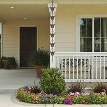 8.5-Foot Copper Bell Shaped Rain Chain With 12 Cups Of Metal Bronze Rain Chain For Drainage Ditches, Suitable For Outdoor Decoration In Yards, Lawns, And Gardens, Easy To Install, Rust Free, And Durable