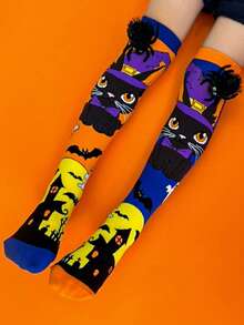 2 pares de calcetines divertidos de Halloween 3D para niños, adecuados para usar en fiestas de Halloween infantiles, apropiados como regalos festivos - Multicolor - Ver 6