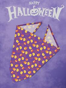 Terrifying Halloween Pet Bandana With Pumpkins Ghost Pattern Pet Kerchiefs,Adjustable Jack-O'-Lantern Theme Pattern Printing Dog Triangle Bibs Scarfs,Suitable For Small To Medium Dogs And Cats - Soft Polyester, Machine Washable