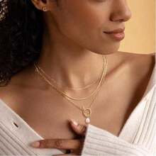 3 Women's Layered Necklaces - Stackable Necklaces, Coin Pendants, Daily/Date/Party Essential Jewelry Sets - Gold - View 3
