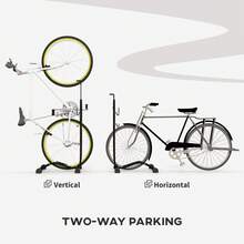 SPORTNOW Bike Rack, Vertical And Horizontal Bike Stand, Bicycle Storage Stand With Adjustable Hooks For 24"-29" And 700c Bikes For Garage Indoor Outdoor Use, Black - Black - View 3