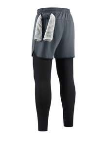 2pcs Outdoor Sports Running Pants Fitness Shorts With Side Pockets Spring - Dark Grey - View 2