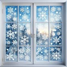 Christmas Party Home Snowflake Window Sticker Display Christmas Decoration Winter Room Cabinet Background White Electrostatic Glass Sticker Suitable For Decorating Indoor And Outdoor Sticker Display - Multicolor - View 2