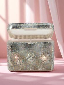 1pc Sequin Decorated Manicure Jewelry Box, Rhinestone Storage Box, Creative Storage Box, Manicure Dust-Proof & Anti-Oxidation, Large Capacity For Manicure Decorations, Recommended By Professional Manicurists, Handmade Sequin Decor, Shining Under Sunlight - Multicolor - View 3