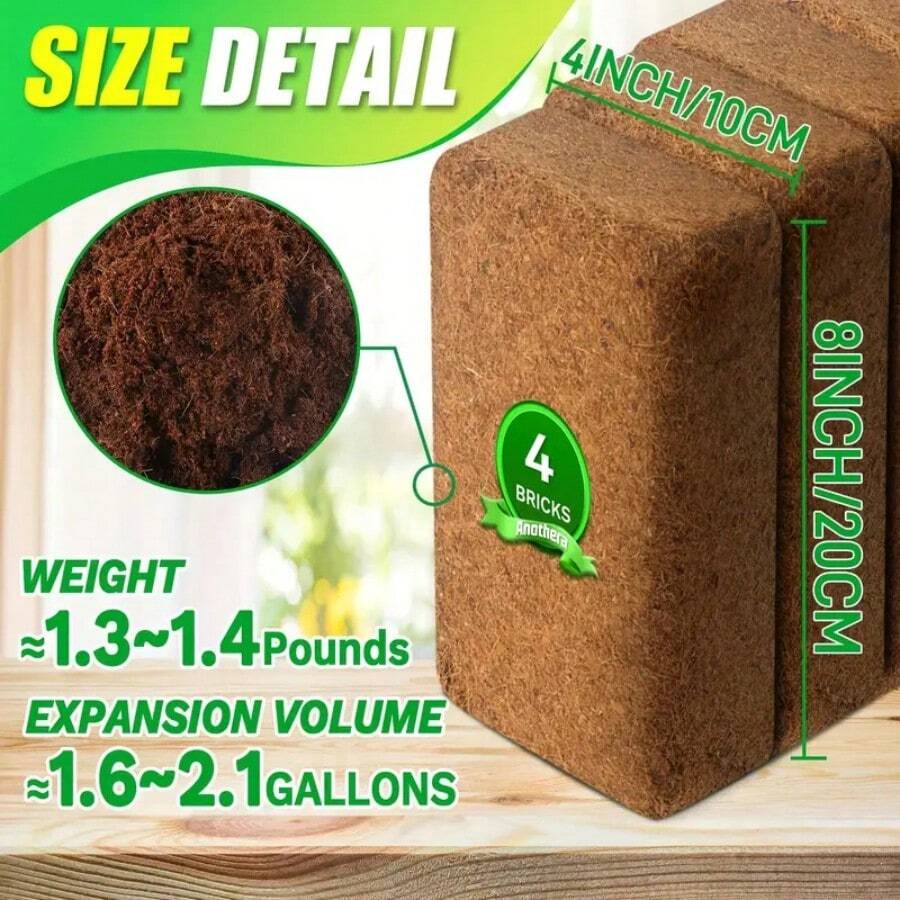 2/3/4 Pack 650g Coco Coir Bricks - Organic Coco Coir Plant Gardening Materials, Natural Coconut Fiber Planting Soil Organic Coconut Fiber For Listed Coconut Fiber Bricks For Garden Soil And Planting Mix - Coconut Fiber Substrate Mix, Planting Soil For Indoor Plants And Outdoor Plants - Cà phê nâu - Xem 1