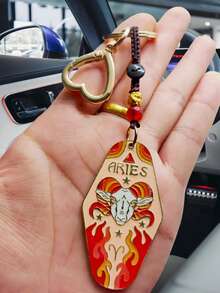 1 breloc norocos boem cu zodia Berbec/Taur, frânghie țesută DIY, breloc metalic emailat pentru hotel, cadou de petrecere de Crăciun/Halloween, perfect pentru familie, prieteni, colegi, parteneri, ziua de naștere, accesorii auto, școală, accesorii gotice drăguțe de Halloween Y2K, idei de cadouri pentru Ziua Profesorilor, accesorii pentru genți, șnururi cu suport pentru legitimație, accesorii auto, brelocuri pentru genți.