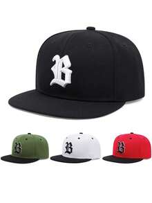 2026新款时尚个性嘻哈帽，2B哥特字母刺绣滑板帽，户外日常通勤装饰帽，休闲运动遮阳帽，男女通用平沿棒球帽 - 彩色 - 查看 1