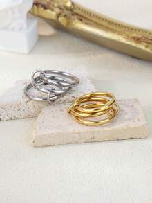 1pc Vintage Lotus Flower Ring, Women's Gold Stainless Steel Floral Ring, Wedding Couple Ring, Elegant Jewelry, Gift For Valentine's Day, Mother's Day - Flower - View 9