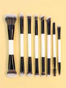 3/5/6/7/8/11 Peças Conjunto de Pincéis de Maquiagem Dupla Face, Pincéis Multifuncionais para Blush, Base, Pó, Iluminador, Olhos, Corretivo, Kit de Pincéis de Maquiagem, Presente Portátil para Meninas e Mulheres