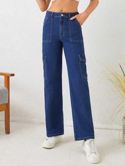 Women Blue Classic Straight Leg Boyfriend Jeans 2025 Affordable Denim Timeless Fit For Everybody Casual Long Pants Outfits Daily