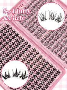352 Pcs/32 Rows C-Curl Comic DIY Eyelash Extension Set With Anime Cartoon Natural Look Eyelash Clusters Suitable For Beginners. Single Eyelash With Eyelash Adhesive Kit Included. Especially Suitable For Cosplay, Dating, Daily Life, Party, Stage, Travel, A Must-Have For Mother's Day, Easter, Thanksgiving, Christmas, Halloween Makeup. - màu đen - Xem 3