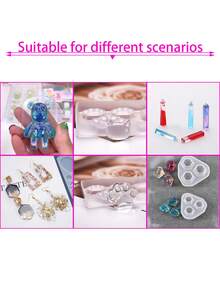 Kawaii Creative DIY Epoxy Resin Casting Mold Set, Including Rectangular Cylinder And Other Molds, Sitting Bear Cub, Earring Pendant Full Plate Mold, Cat Bear Paw Mold