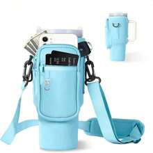Giá đỡ cốc 40/30oz + Ống hút, Bộ phụ kiện bình nước (Giá đỡ cốc + Túi đựng điện thoại + Móc khóa + Ống hút), Túi đựng bình nước có túi đựng điện thoại, Vỏ bảo vệ cốc, Túi cách nhiệt bình nước, Giá đỡ cốc (có túi đựng điện thoại), Không có nắp ống hút, Phù hợp với cốc thủy tinh 40/30oz, Có quai xách, Có thể đeo chéo, - Nhiều màu - Xem 13