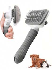 1 Pieza Peine de masaje y limpieza de pelo de perro y gato, peinado rápido, eliminación automática de cabello con un solo clic, peine de masaje para mascotas, limpieza de pelo cómoda, gatos y perros aman ser peinados y limpiados, alivia el estrés y mejora la salud del pelaje